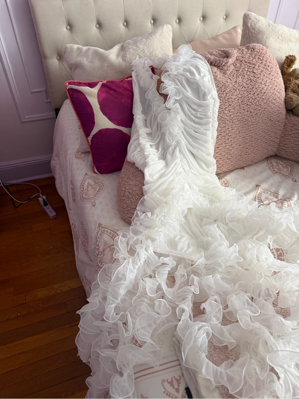White Ruffled dress Elegant Layered Design